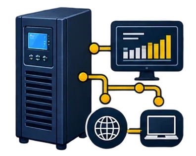 network-connected ups system with remote monitoring dashboard for michigan data center power management